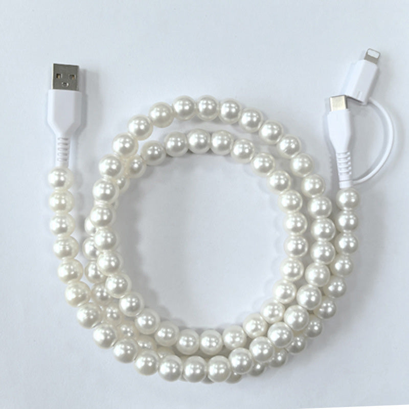 🔥Nya heta produkter🔥2-In-1 USB till typ-C & Belysning Pärlbeströdd laddningsslad🌈
