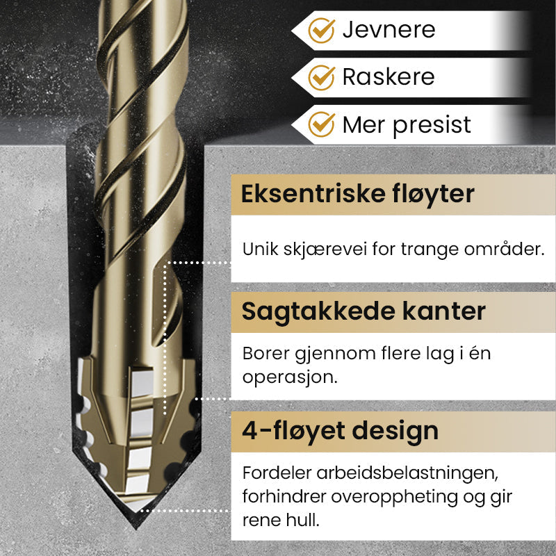 Hög kvalitet 4-Flute Serrated Eccentric Drill Bit Set