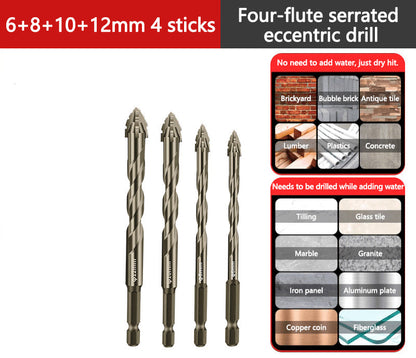 Hög kvalitet 4-Flute Serrated Eccentric Drill Bit Set