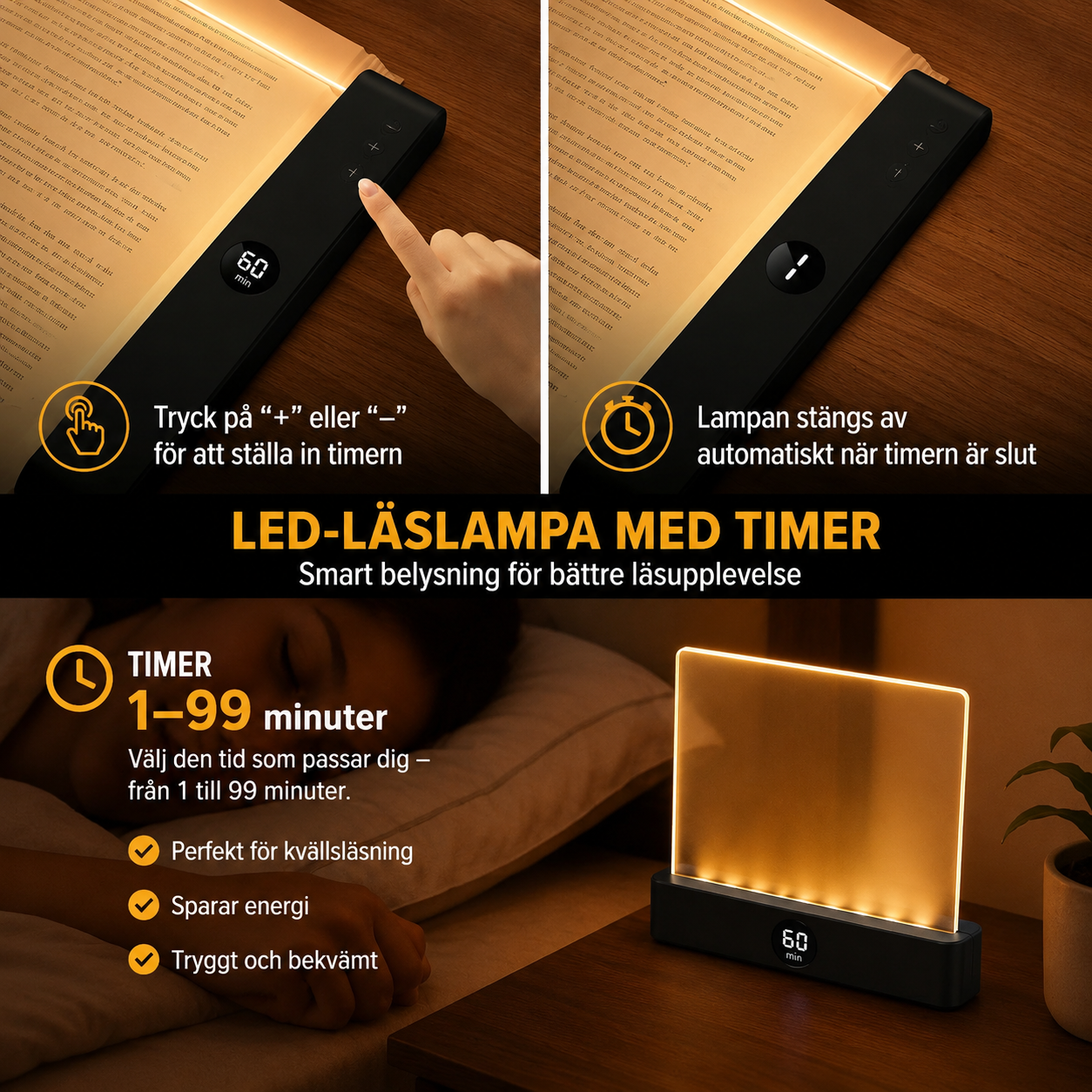 LED Läslampa 2-i-1