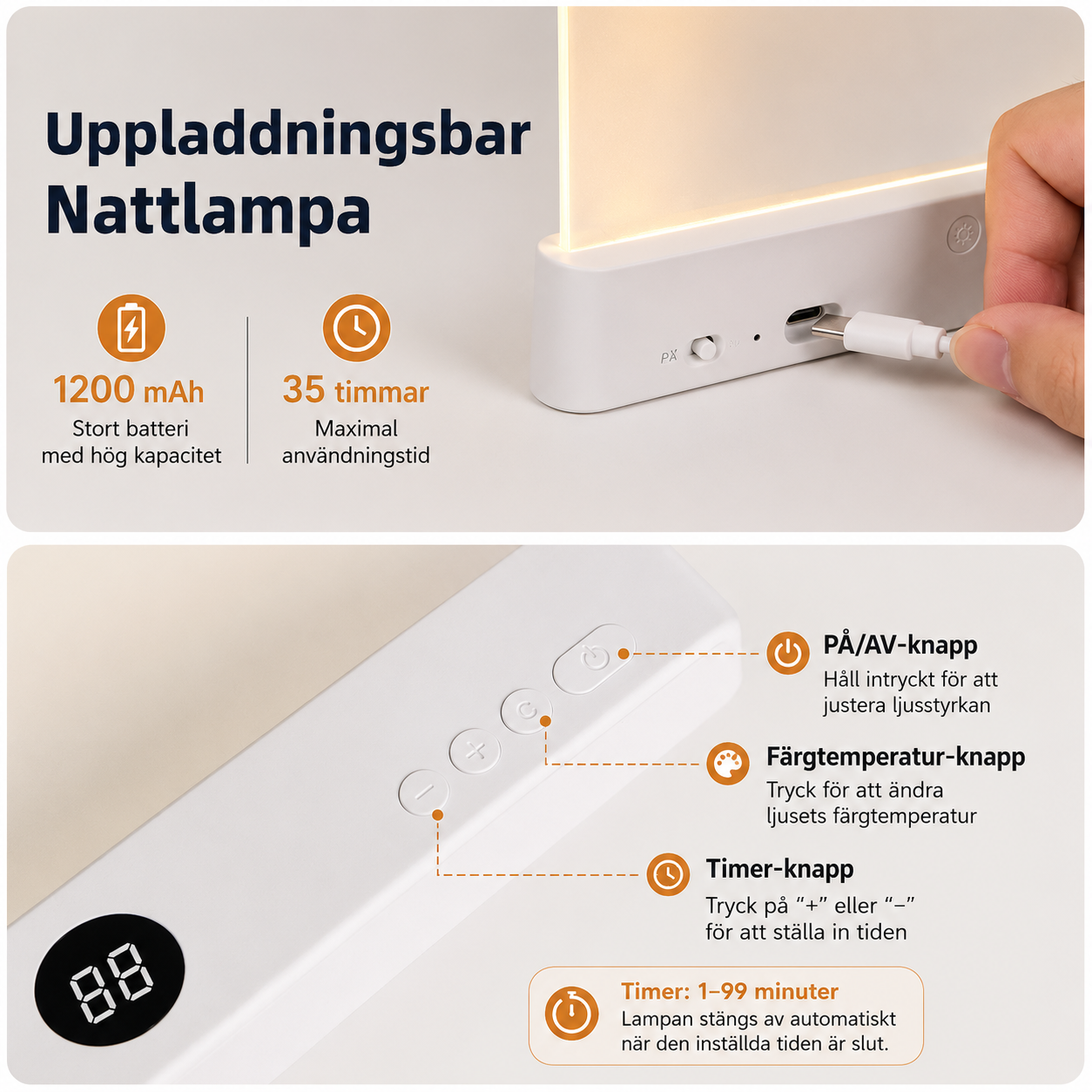 LED Läslampa 2-i-1