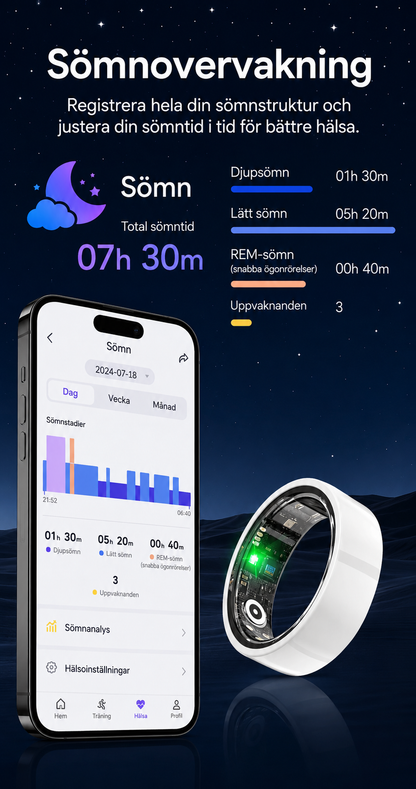 Smart Ring R1000 - Träning & Hälsoring
