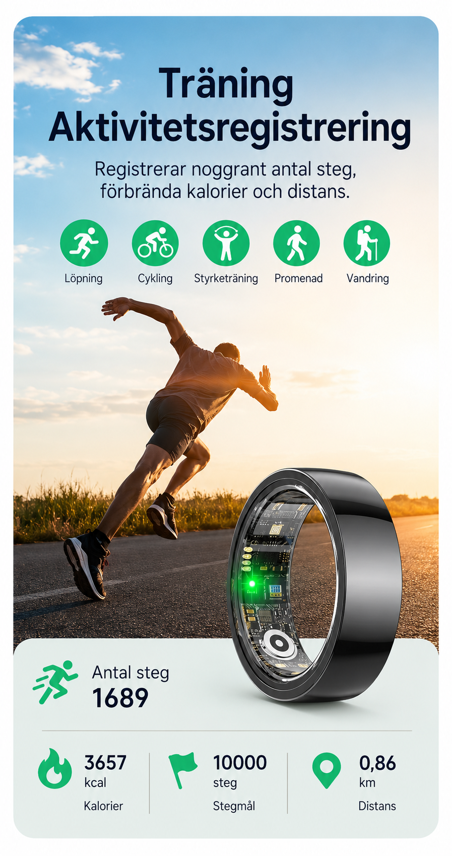 Smart Ring R1000 - Träning & Hälsoring