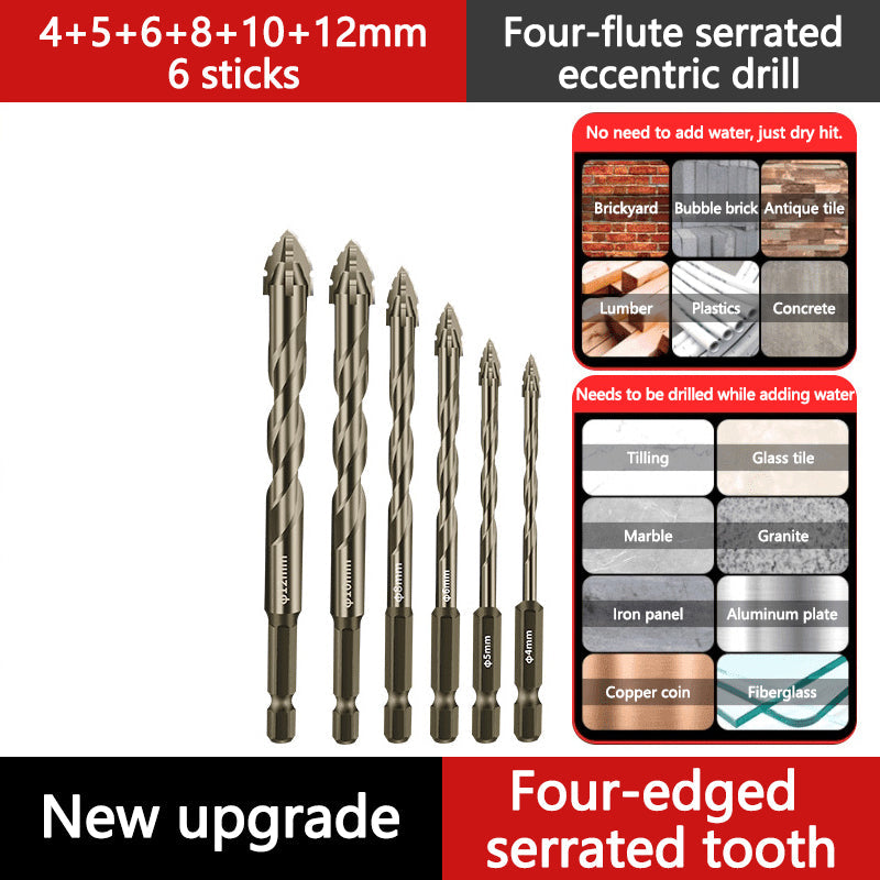 Hög kvalitet 4-Flute Serrated Eccentric Drill Bit Set