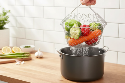 CrispLift™ – Dräneringskorg i Rostfritt Stål
