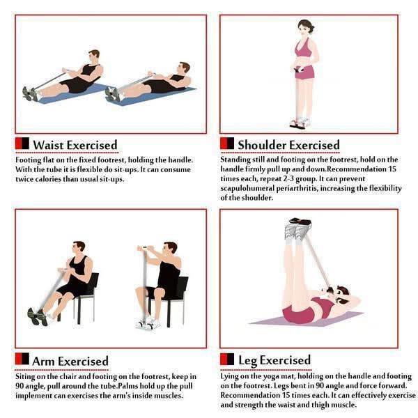 32 Fitnessmotståndsband - 4 Rör Pedaler Fotledsavdragare