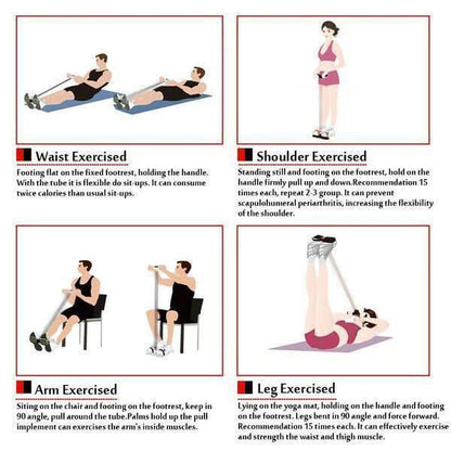 32 Fitnessmotståndsband - 4 Rör Pedaler Fotledsavdragare