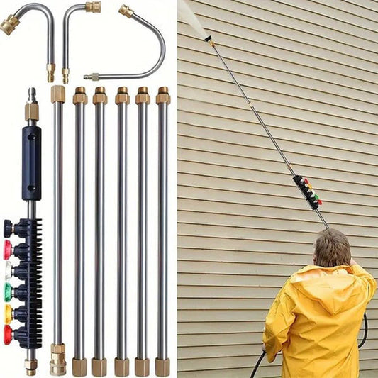 🏡 【PROFFS-TVÄTT】4000 PSI Teleskopisk Högtrycksstav ✨ 3-i-1 Rengöring för Hela Huset – Utan Stege!